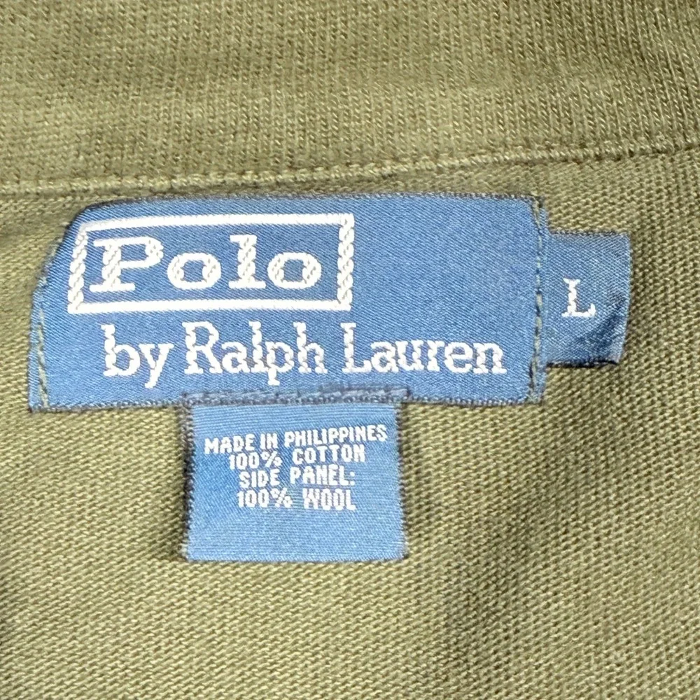Polo Ralph Lauren Olive Green Cotton Wool Blend Quarter Zip Pullover Mens Size L